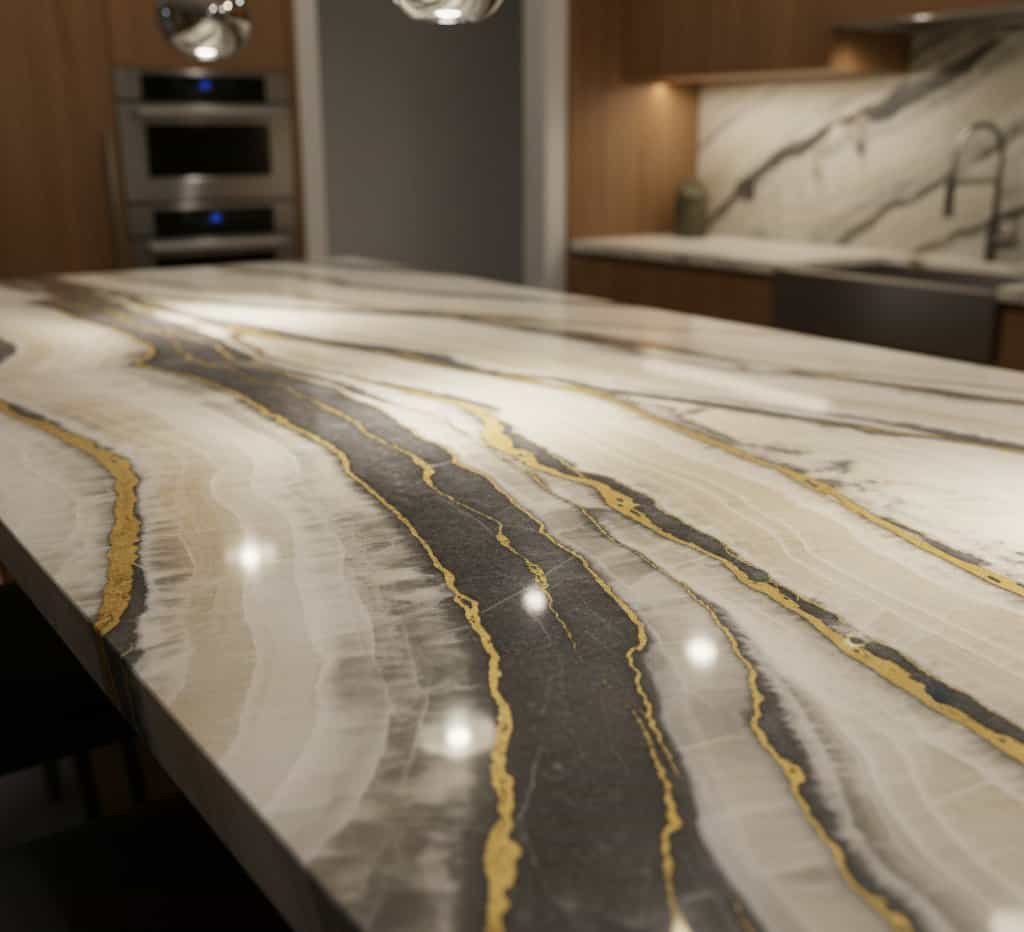 Best natural stone countertops quartzite showing unique patterns and veining