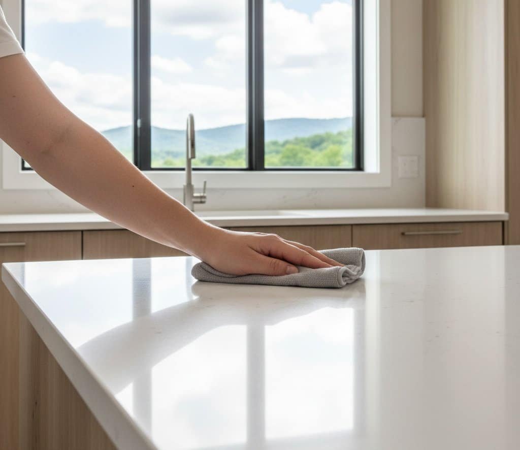 Easy maintenance cleaning quartz countertops in West Virginia home