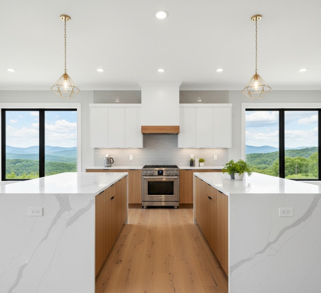 Modern kitchen with newly installed countertops