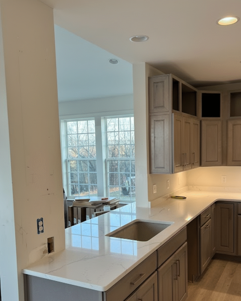 Professional kitchen countertop and cabinet installation